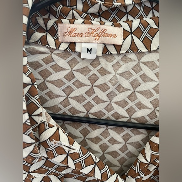 Mara Hoffman Vintage 100% Silk  Dress – Geometric Print, Belted, Size M - Picture 5 of 6